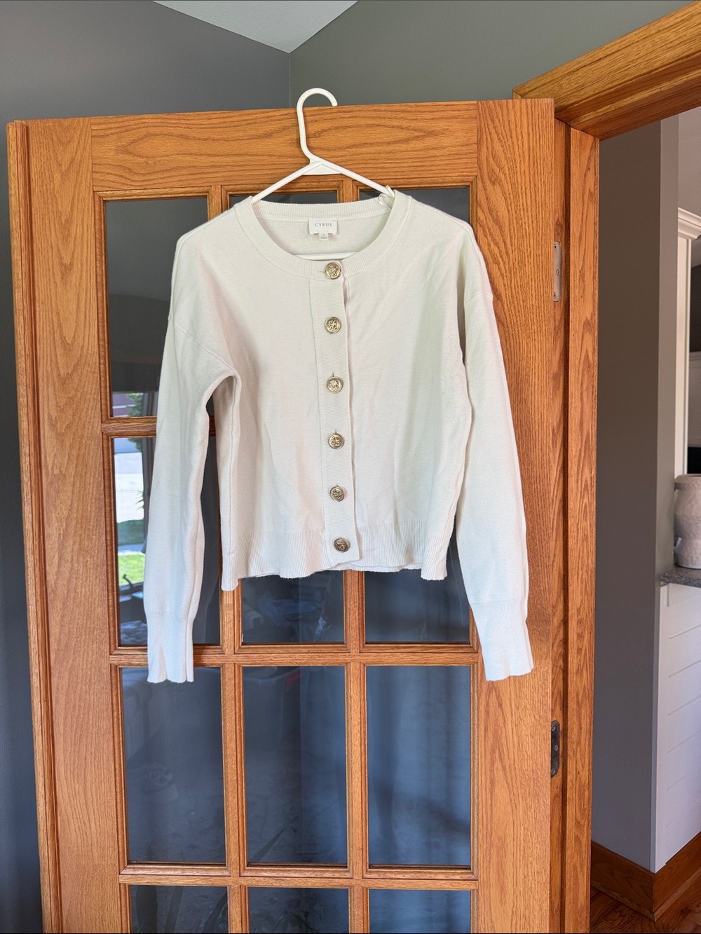 Cyrus Cream Button-Front Cardigan Sweater